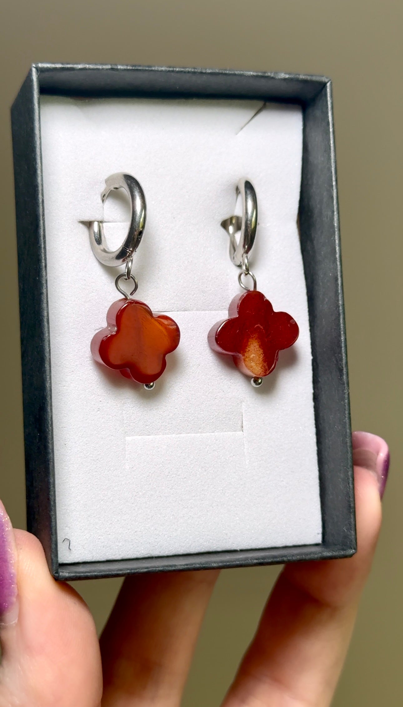 Boucles d’oreilles trèfle - Cornaline