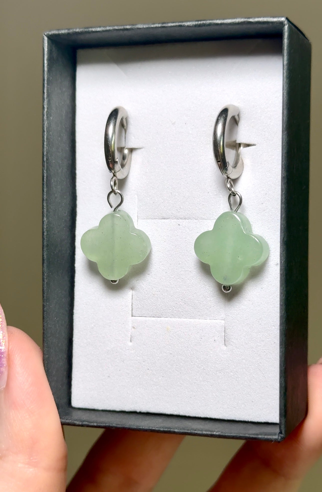 Boucles d’oreilles trèfle - Aventurine verte