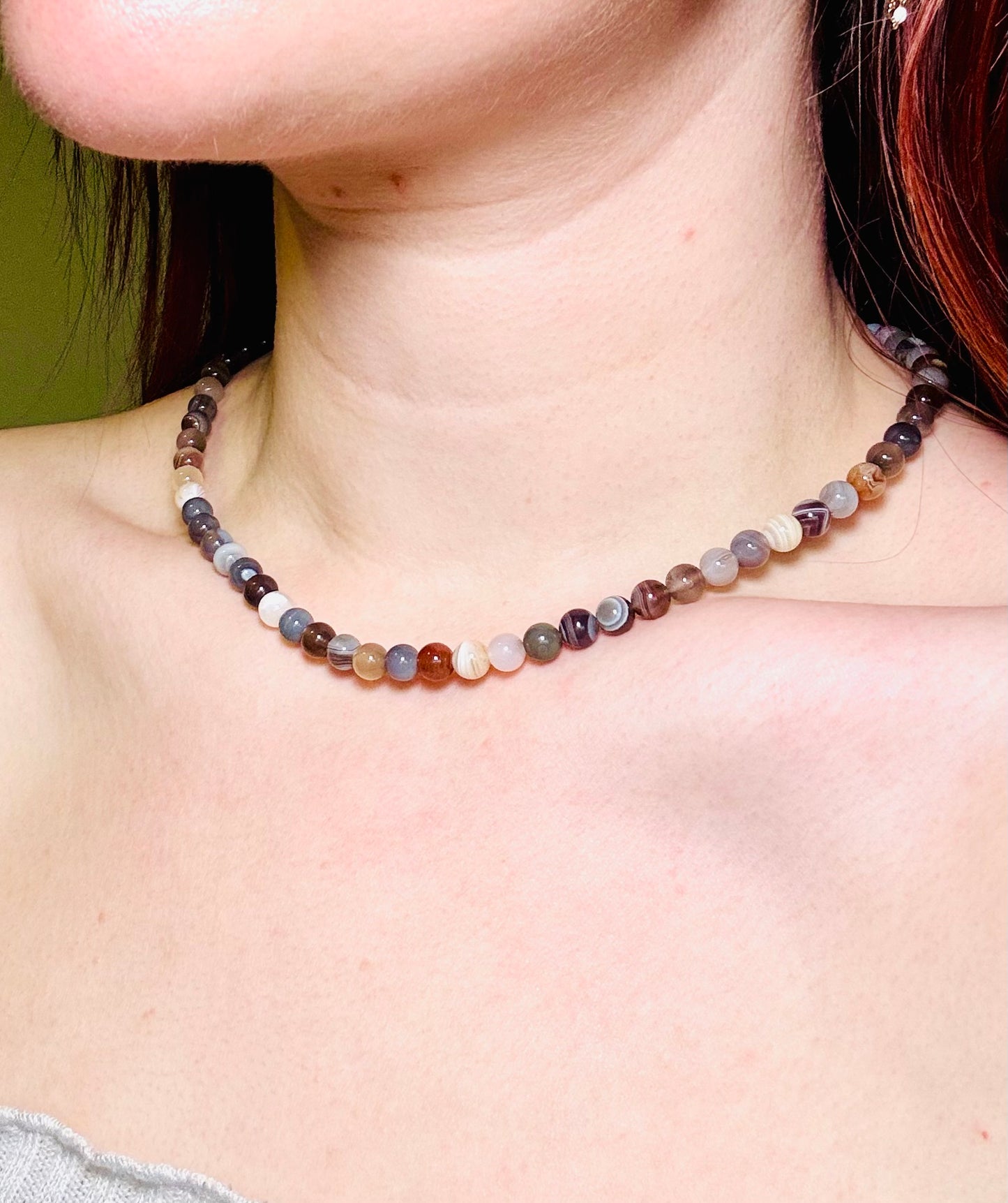 Collier en perles - Agate du Botswana