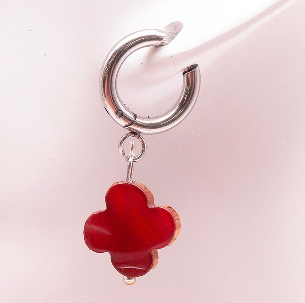 Boucles d’oreilles trèfle - Cornaline
