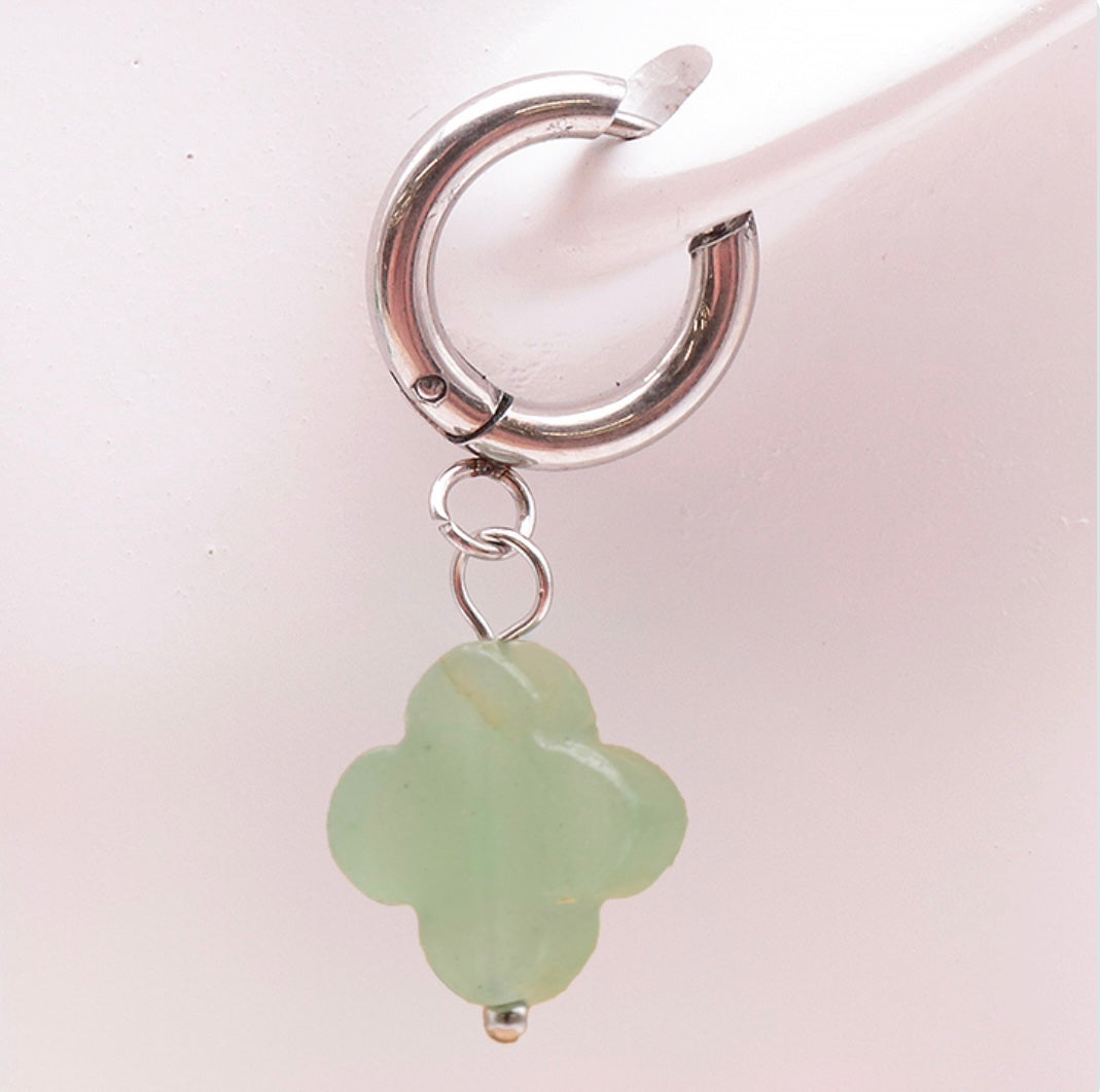 Boucles d’oreilles trèfle - Aventurine verte