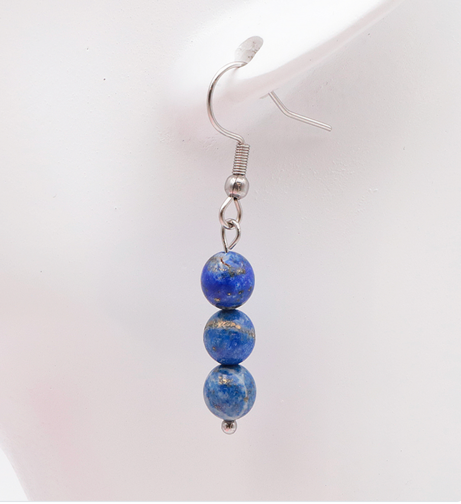 Boucles d'oreilles Lapis-Lazuli - Acier inoxydable