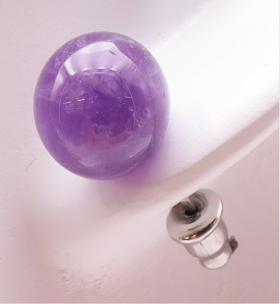 Boucles d'oreilles Améthyste - Acier inoxydable