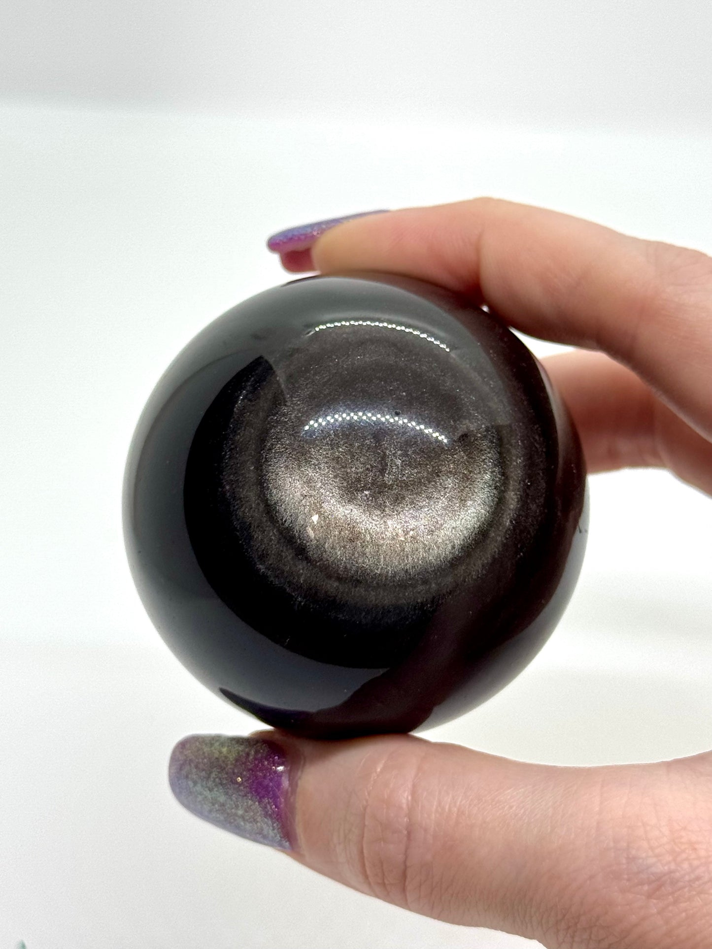 Sphère Obsidienne argentée
