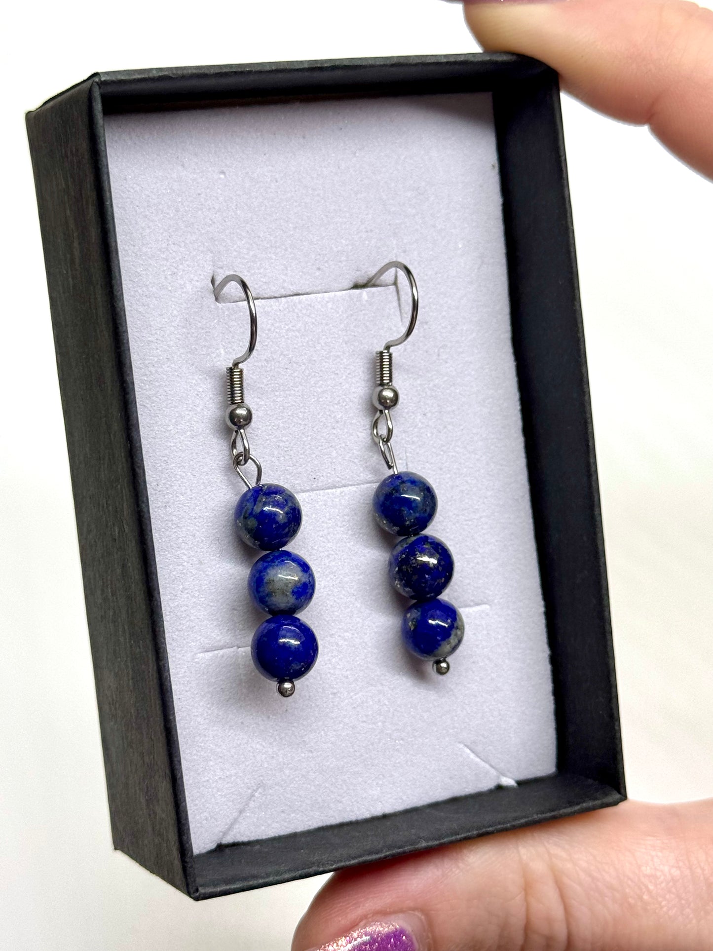 Boucles d'oreilles Lapis-Lazuli - Acier inoxydable