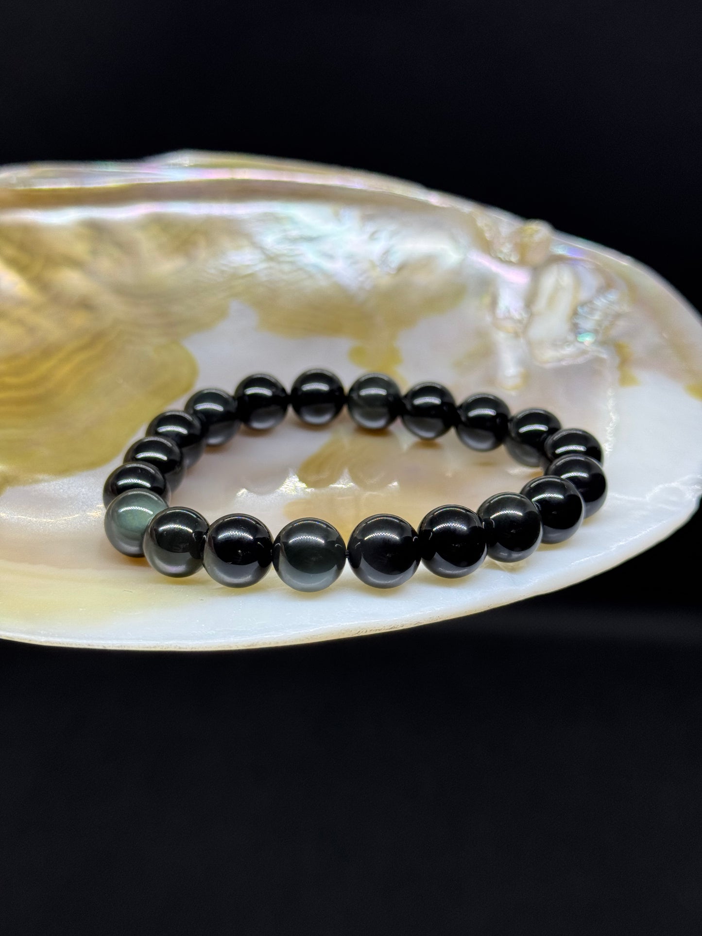 Bracelet en perles Obsidienne Oeil Céleste - 10mm
