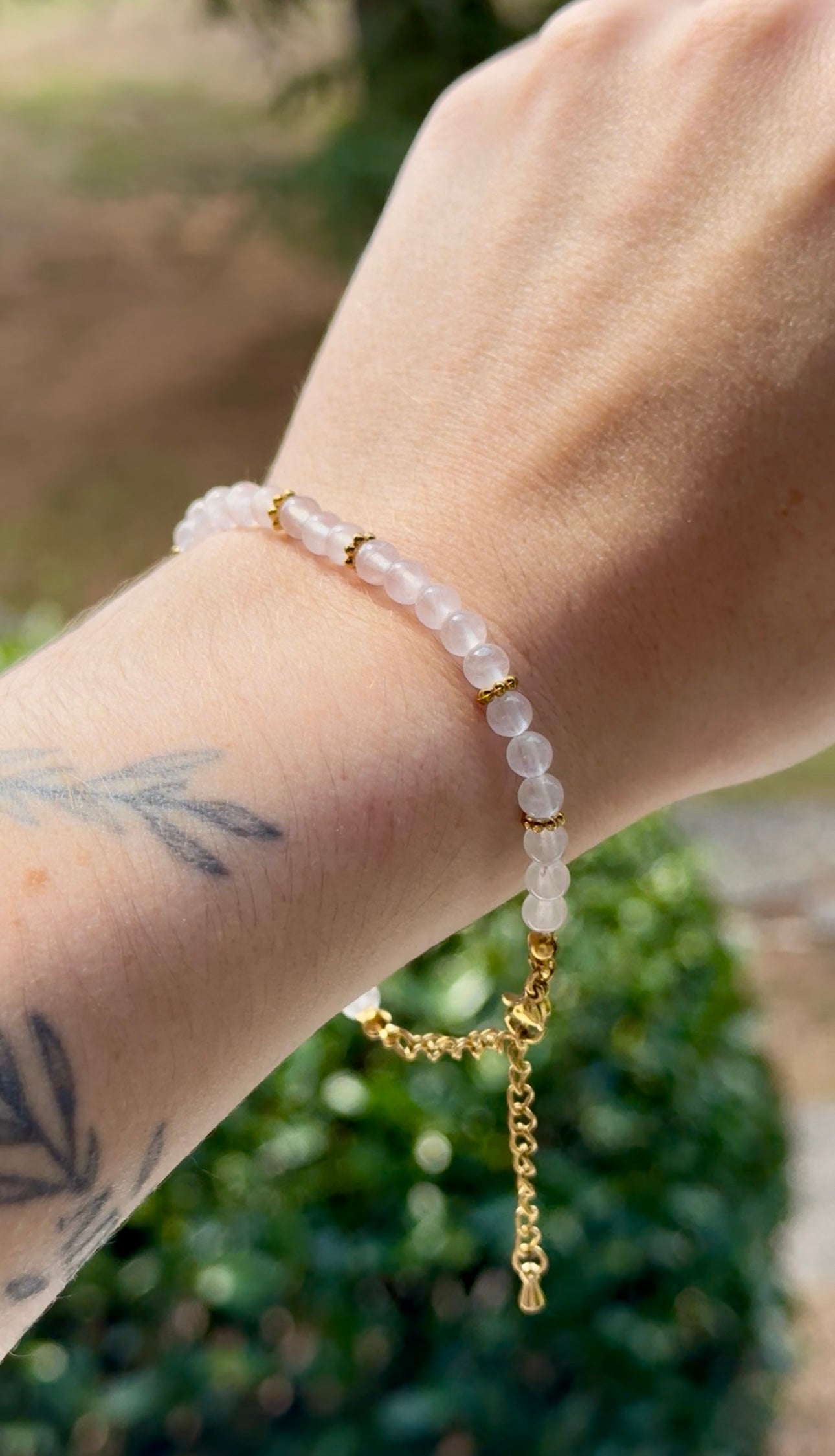 Bracelet acier inoxydable - Quartz rose