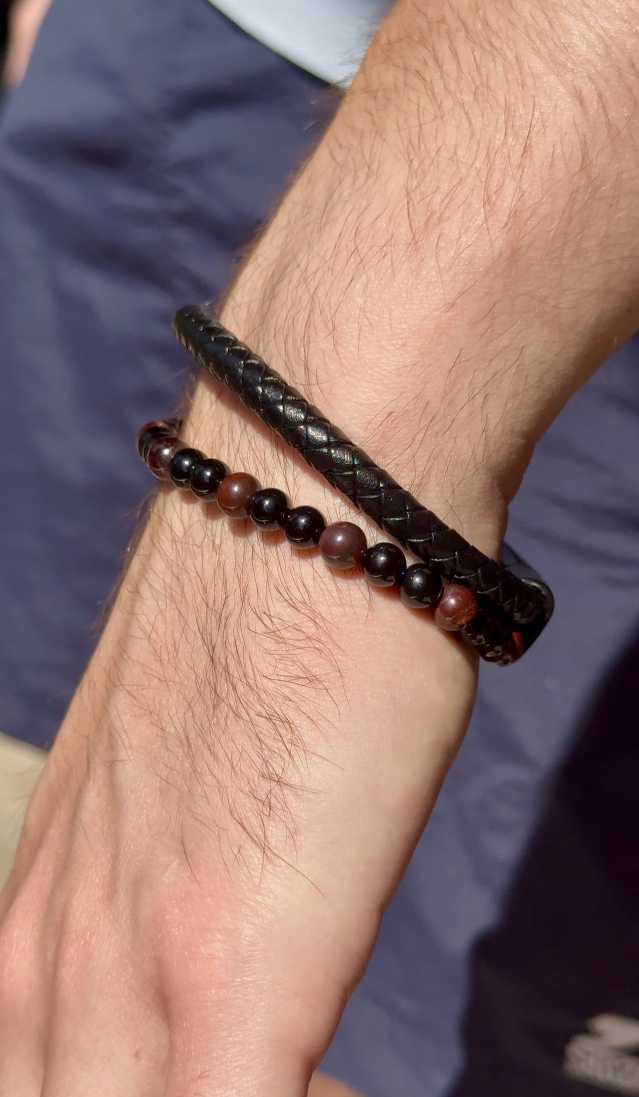 Bracelet homme Aska cuir - Oeil de Taureau / onyx