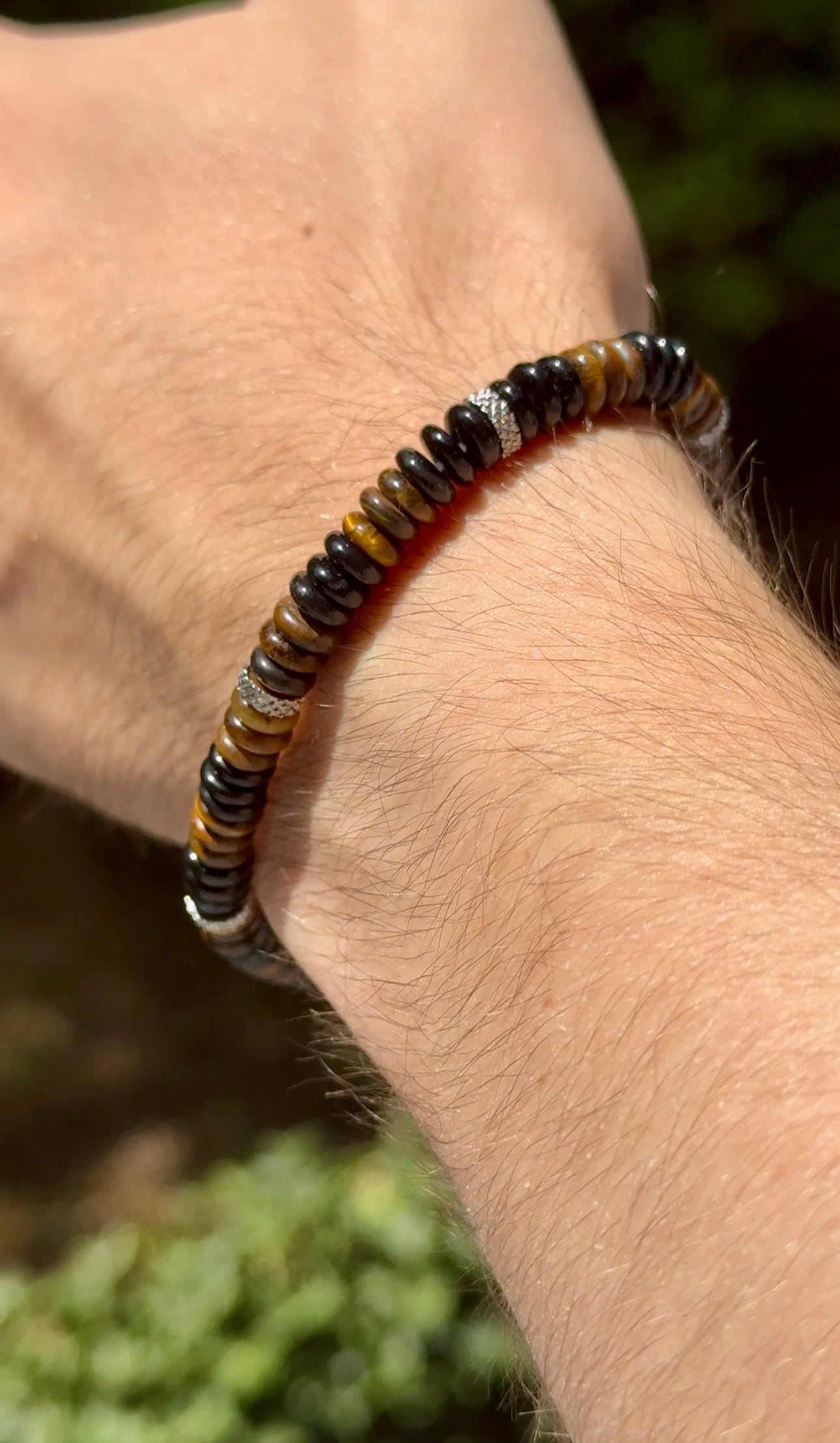 Bracelet homme Skarn acier inoxydable - Oeil de Tigre / Onyx