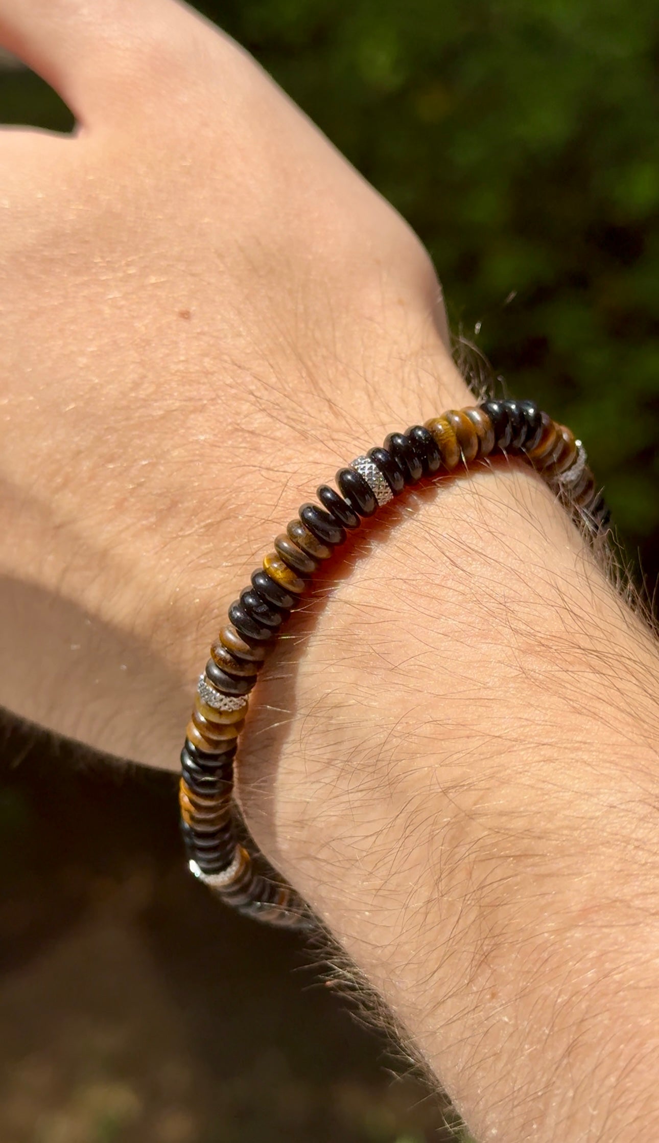 Bracelet homme Skarn acier inoxydable - Oeil de Tigre / Onyx