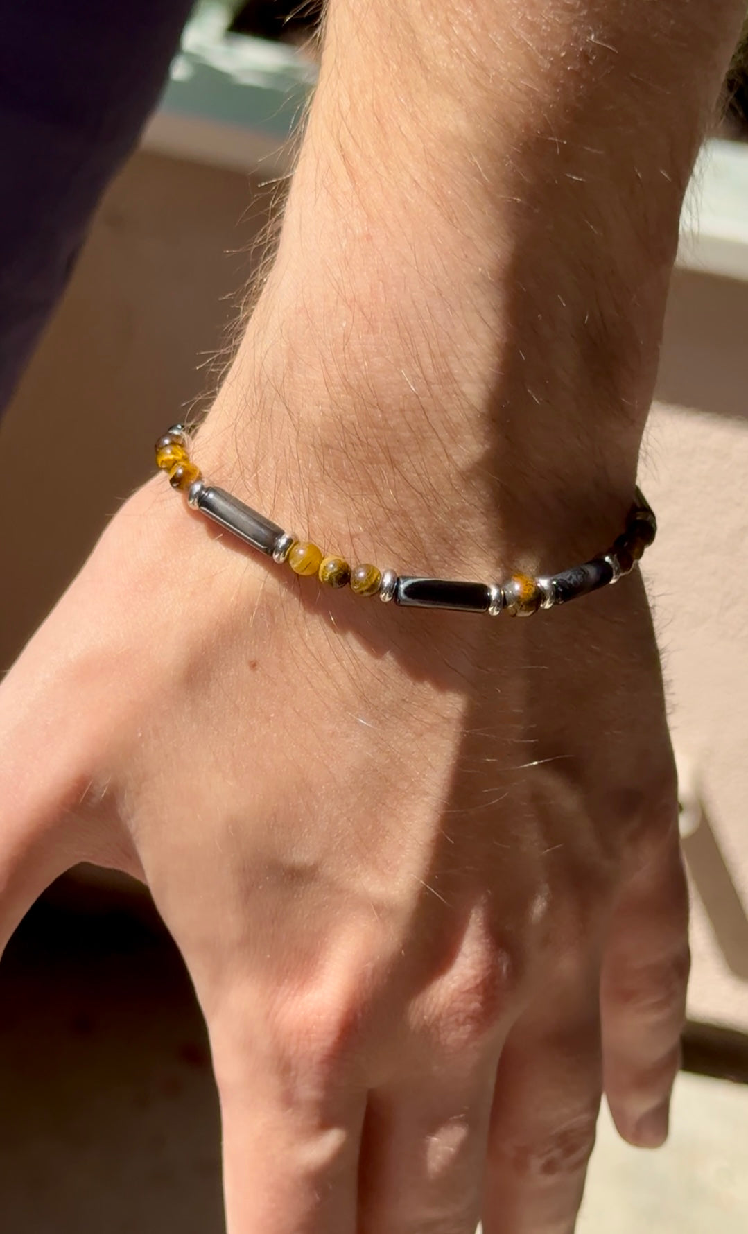 Bracelet homme légende - Oeil de Tigre / Onyx