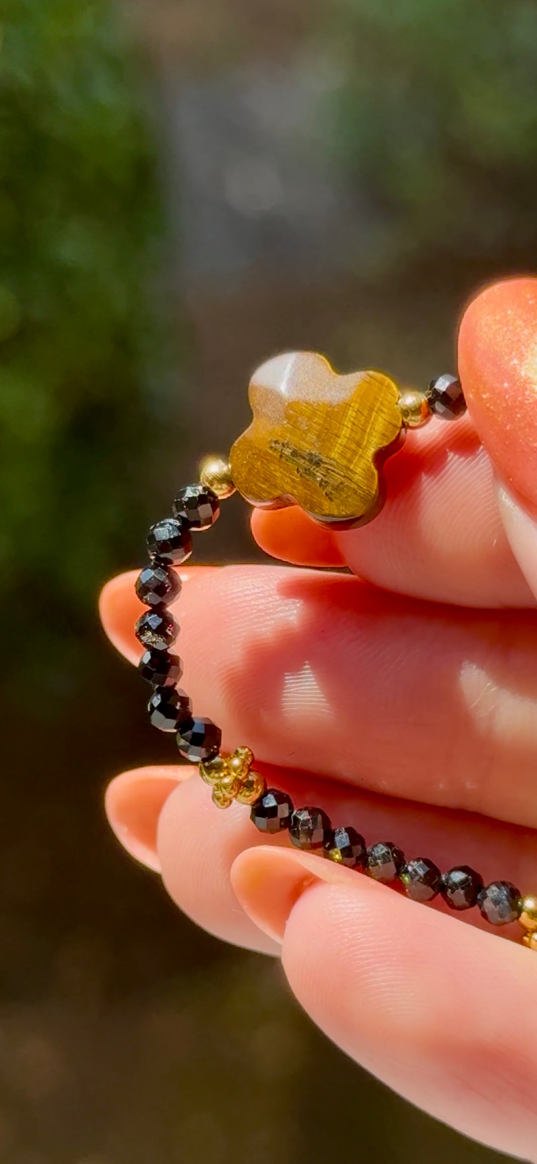 Bracelet trèfle acier inoxydable - Oeil de Tigre