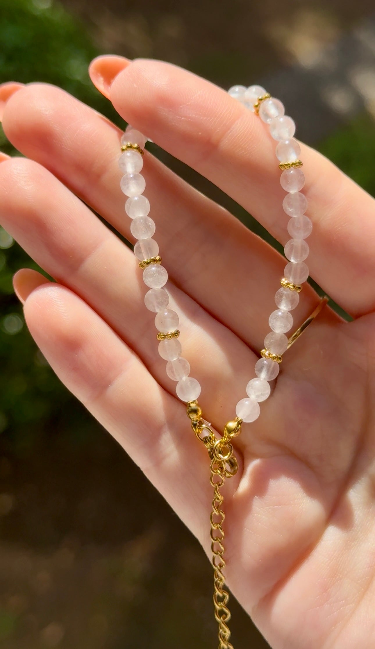 Bracelet acier inoxydable - Quartz rose