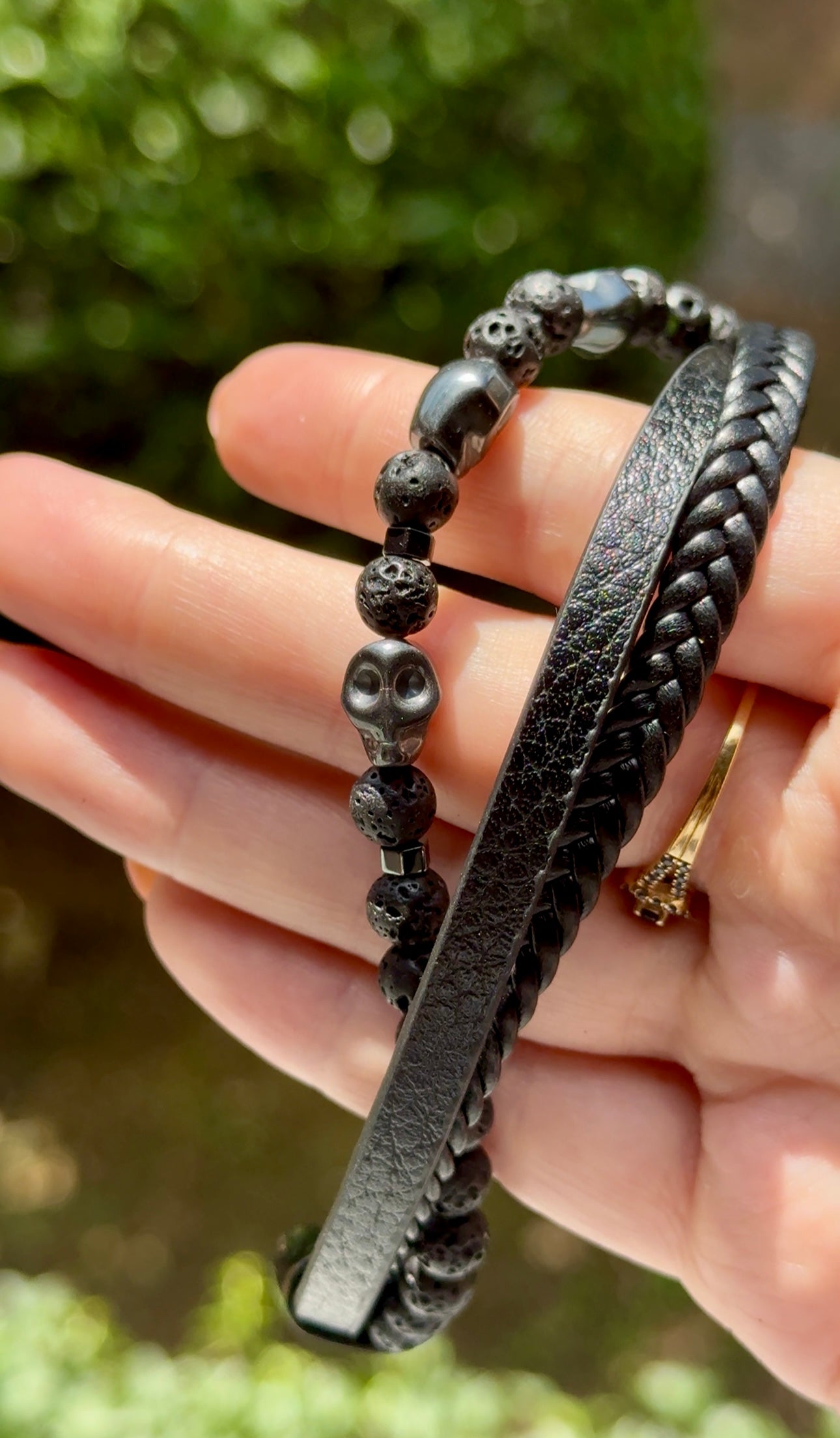 Bracelet homme acier inoxydable Noxis - Pierre de lave