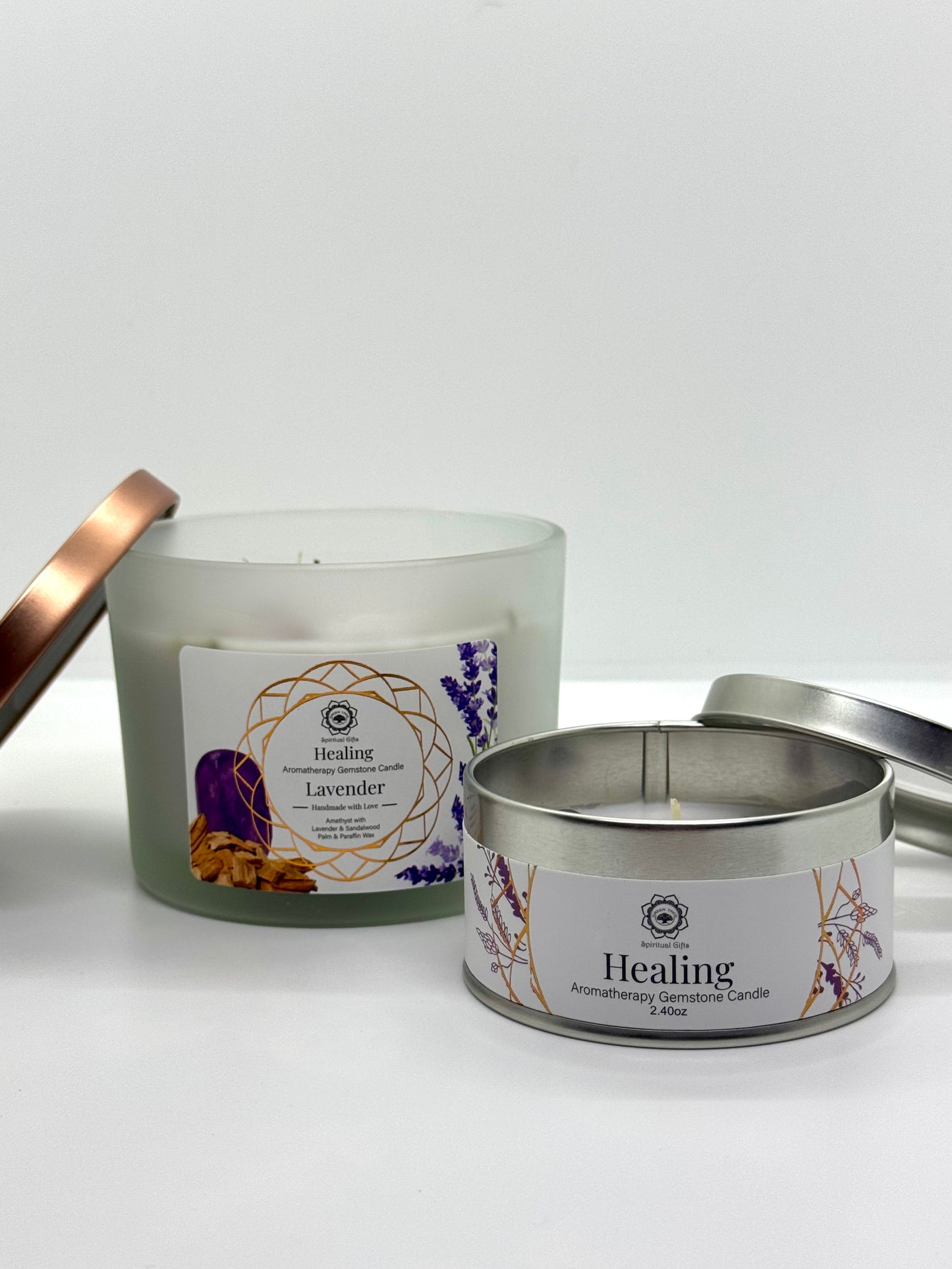 Bougie Green Tree "Guérison" Améthyste et Lavande - Grand format