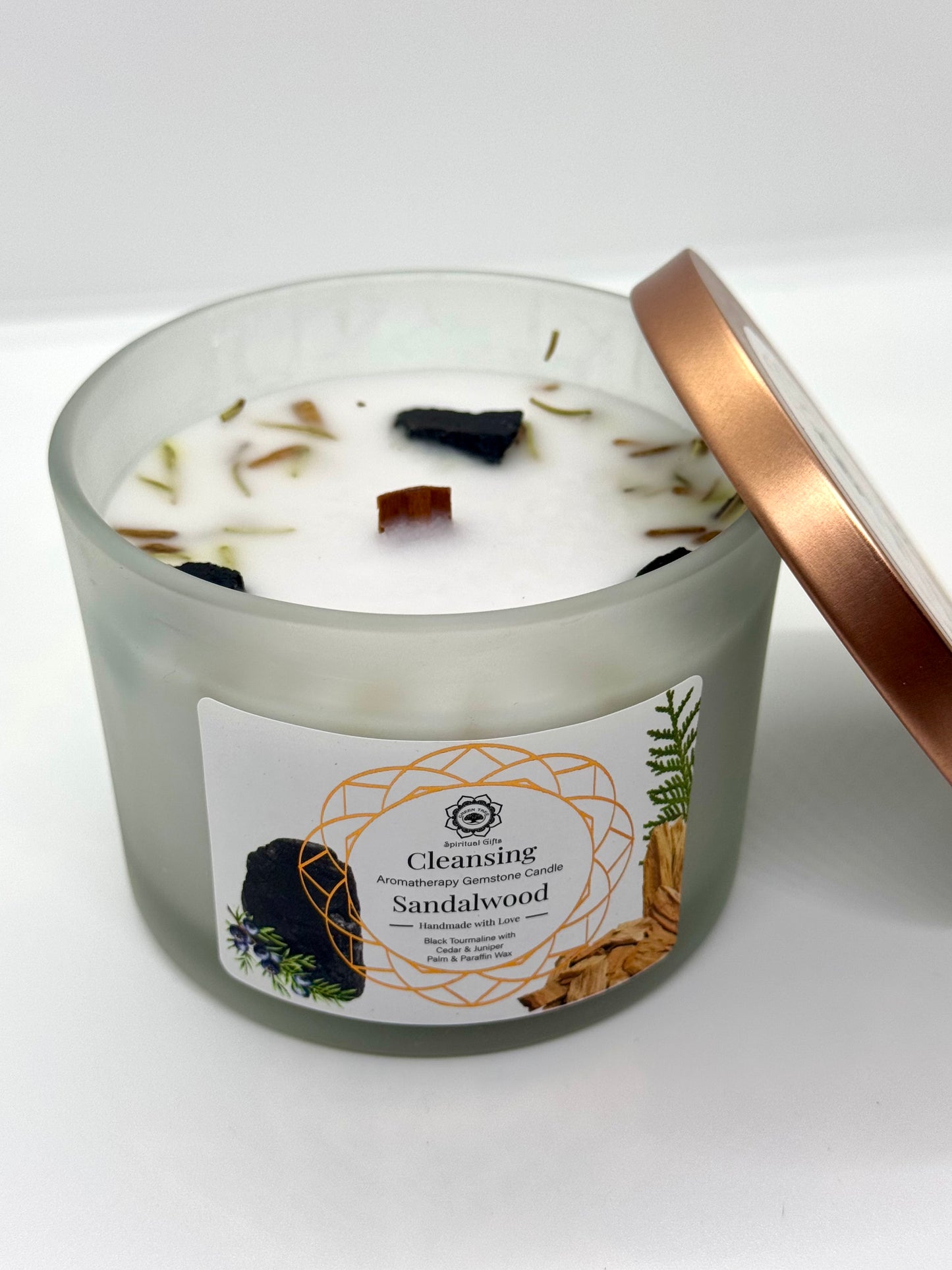 Bougie Green Tree "Nettoyage" Tourmaline Noire + Santal - Grand format