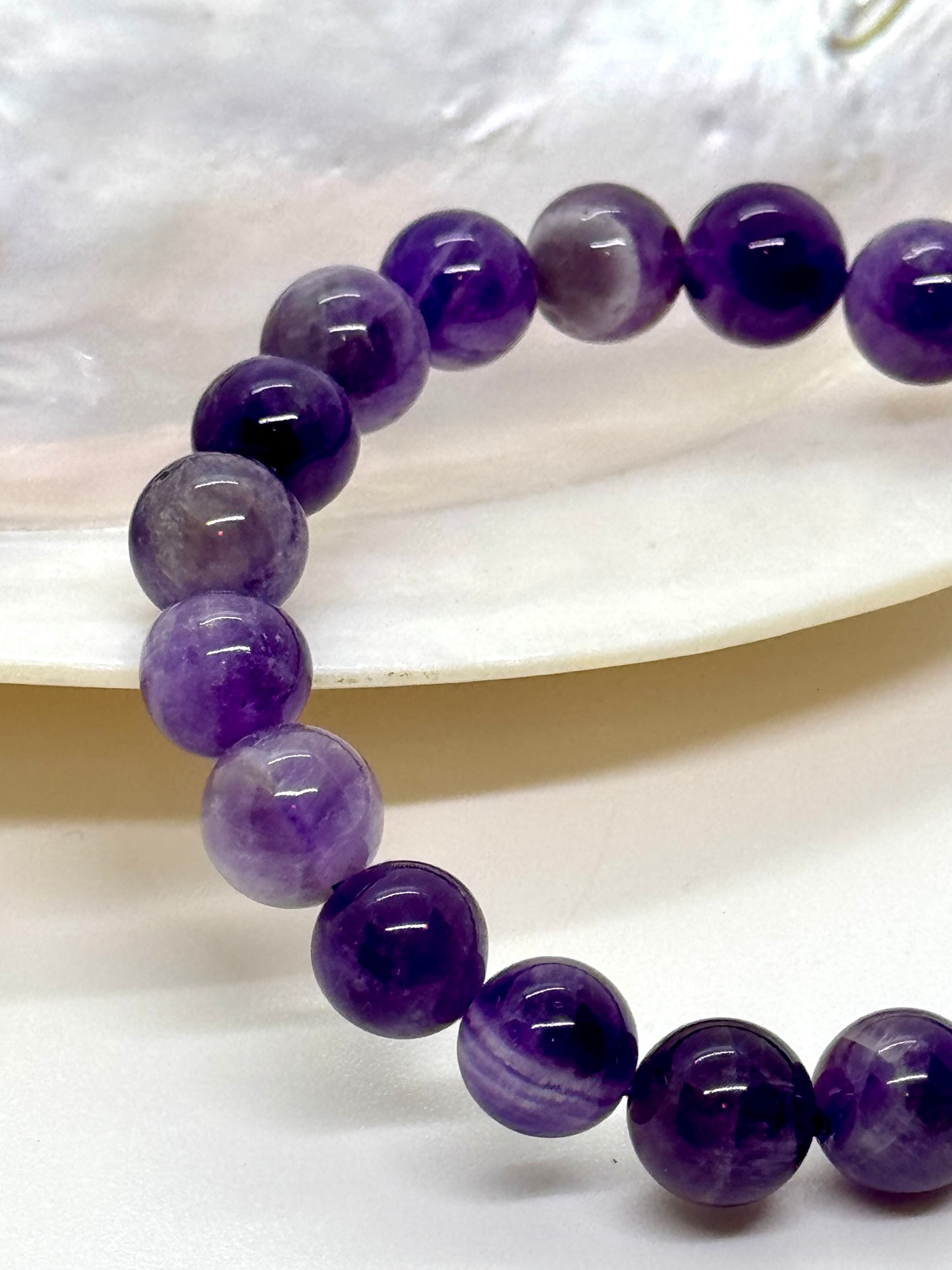 Bracelet en perles - Améthyste rubanée - 10mm