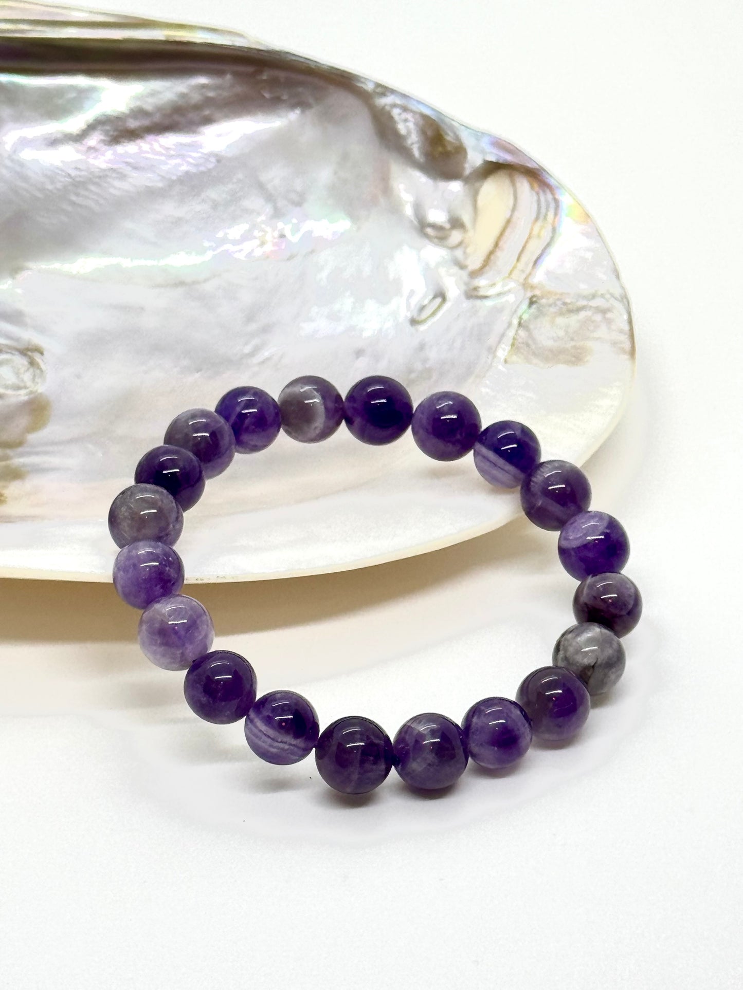 Bracelet en perles - Améthyste rubanée - 10mm