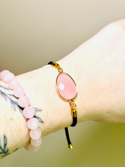 Bracelet cordon -Quartz rose