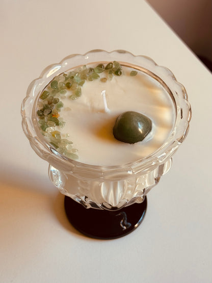 Bougie verre cannelle/épices - Aventurine verte