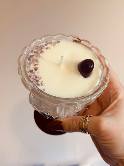 Bougie verre chocolat/noisette - Améthyste