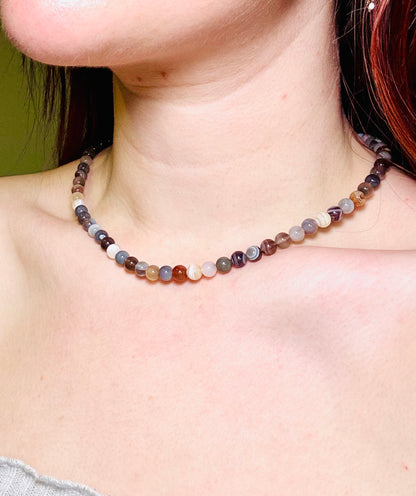 Collier en perles - Agate du Botswana