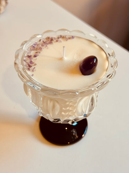 Bougie verre chocolat/noisette - Améthyste