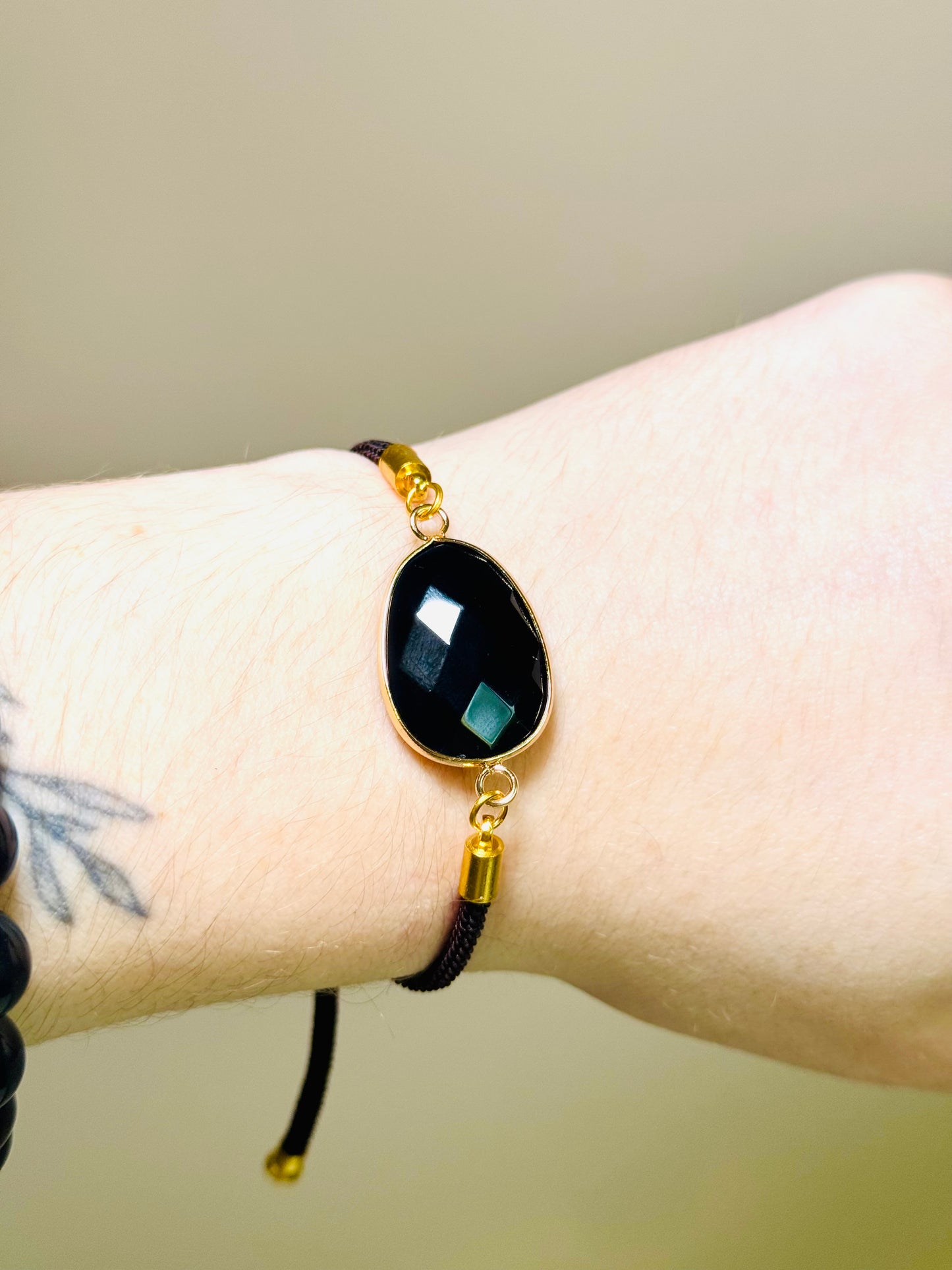 Bracelet cordon - Obsidienne