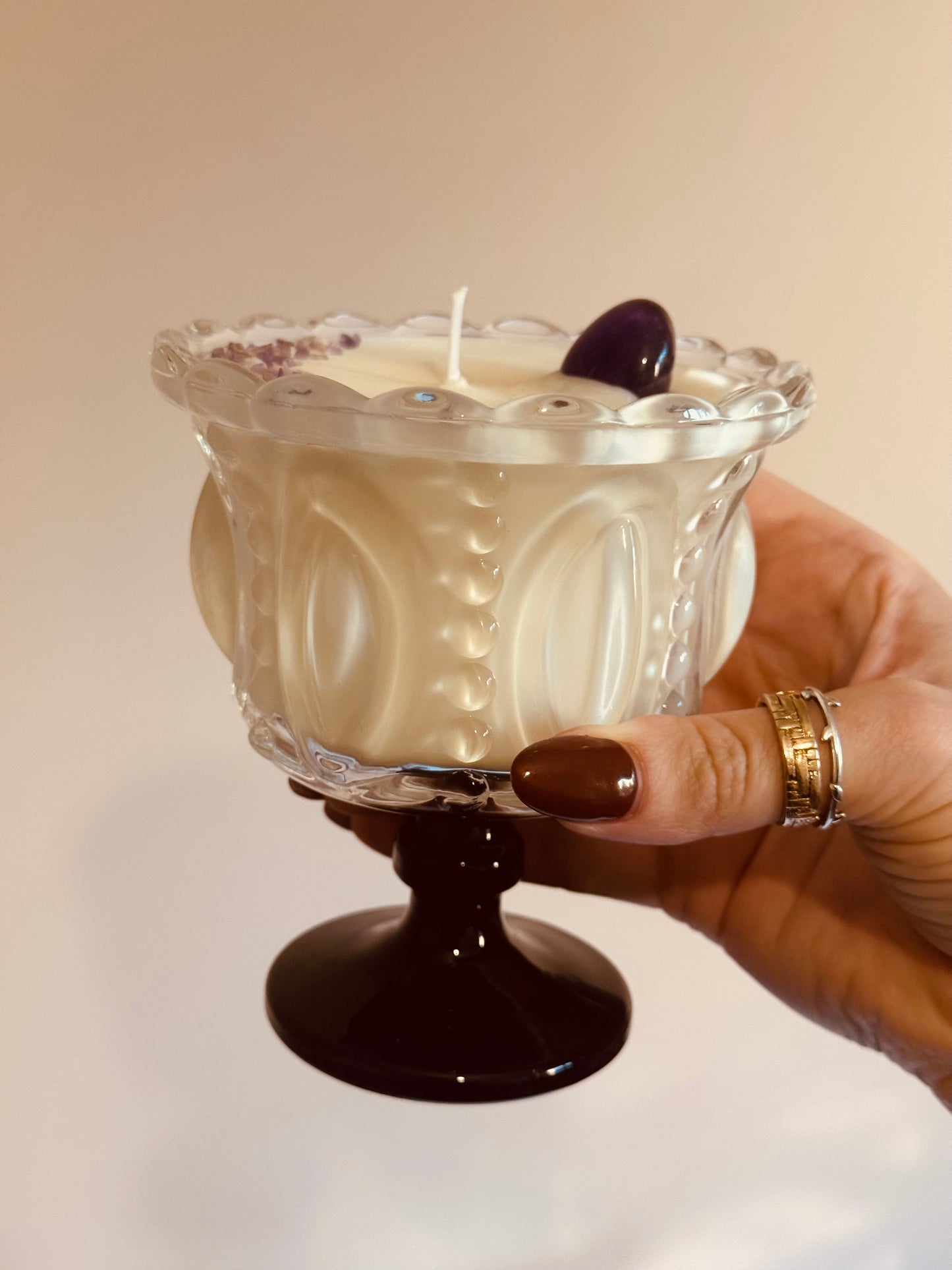 Bougie verre chocolat/noisette - Améthyste