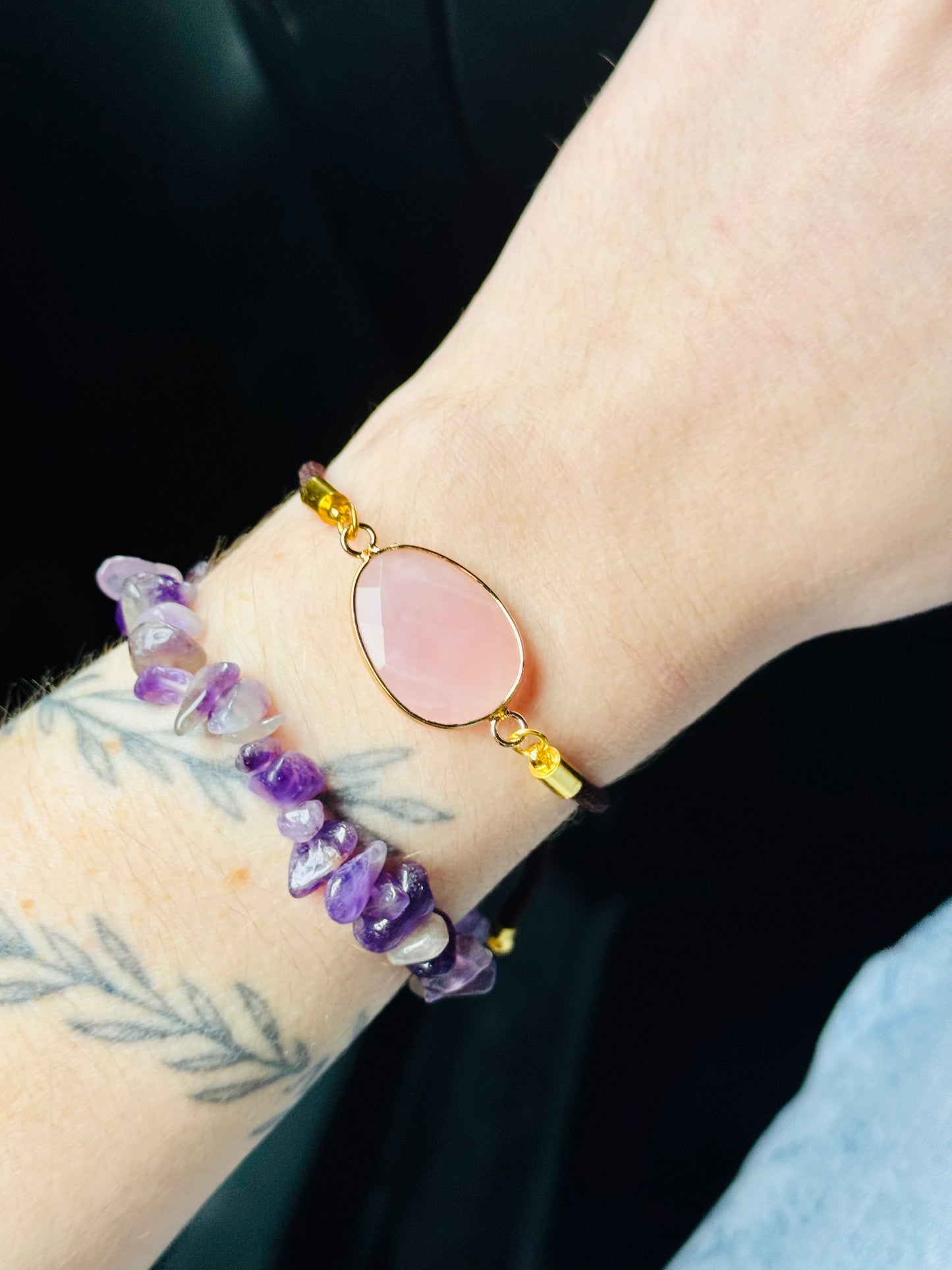 Bracelet cordon -Quartz rose