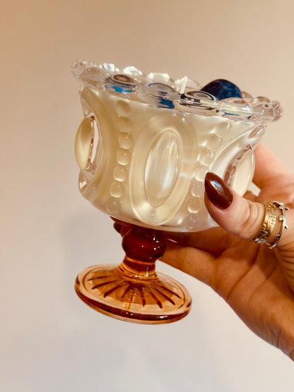 Bougie verre Cannelle/épices - Sodalite/Lapis-lazuli