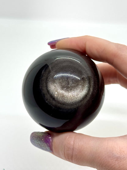 Sphère Obsidienne argentée