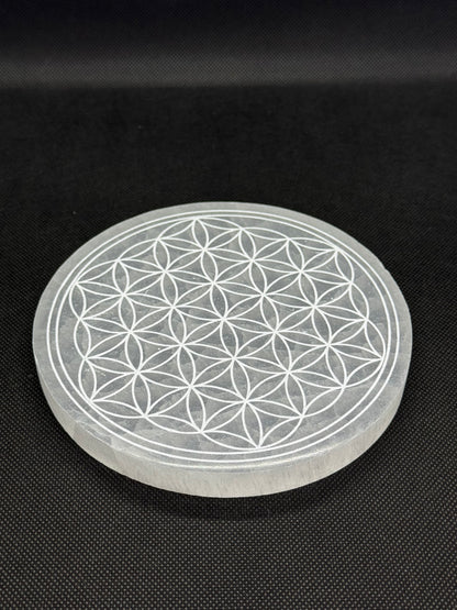 Plaque Sélénite Fleur de vie - 140mm