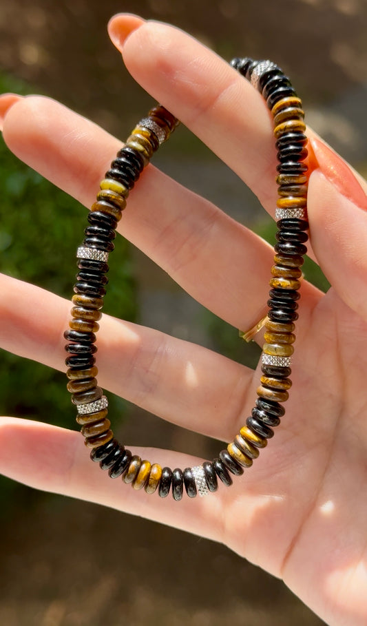 Bracelet homme Skarn acier inoxydable - Oeil de Tigre / Onyx
