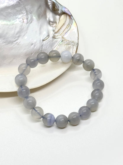 Bracelet en perles Calcédoine bleue - 10mm