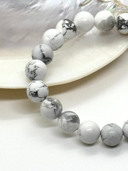 Bracelet en perles Howlite blanche - 10mm