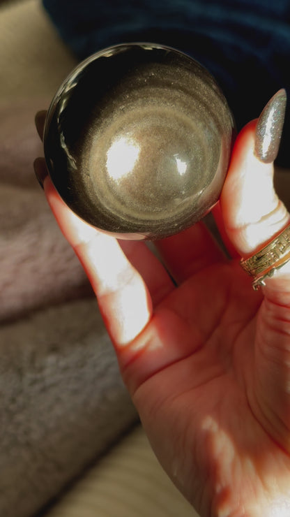 Sphère Obsidienne argentée